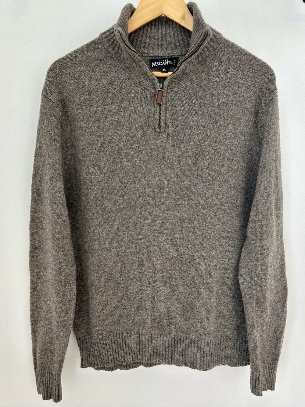 J.Crew Mercantile Men’s Lambswool Quarter Zip Sweater Medium Charcoal 21x26